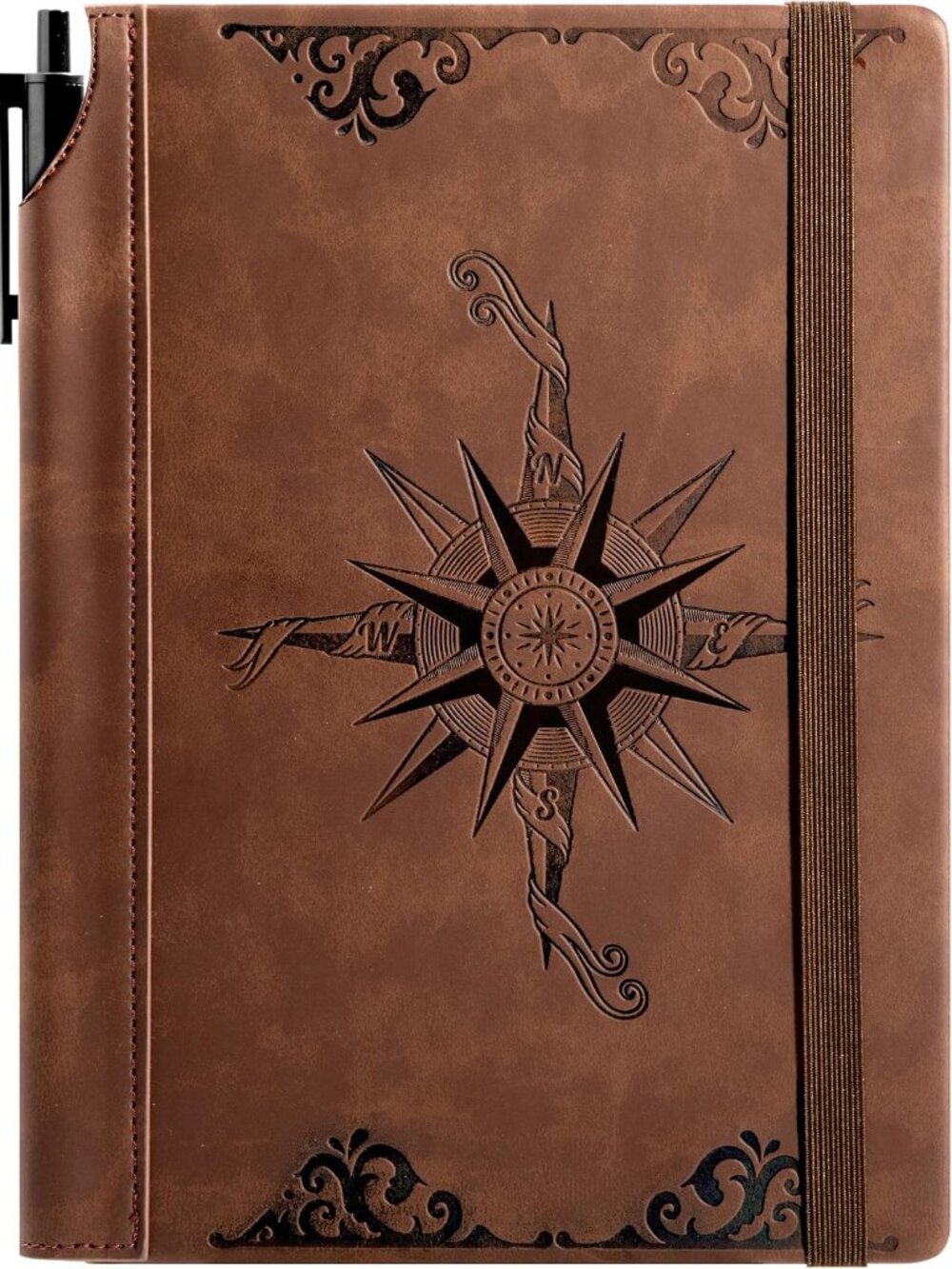 Compass Leather Journal for Men Women, A5 Lined Notebook Writing Gift - Picture 1 of 7